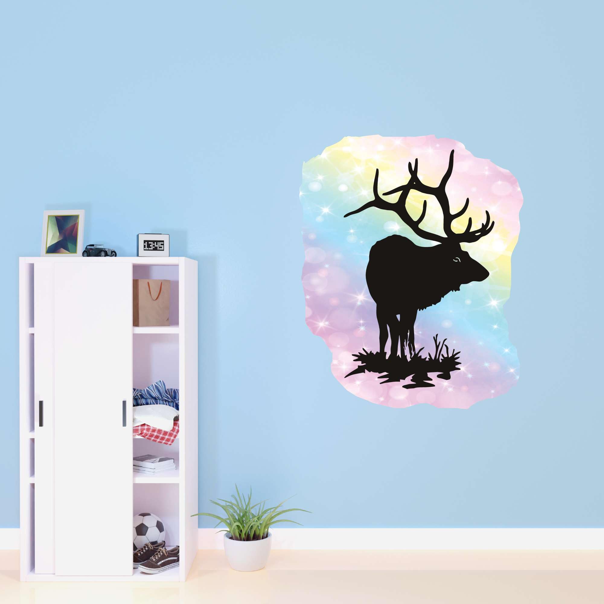 EW Designs Floral Hipster Deer Watercolor Vinyl Decal Sticker - 4 Inches Tall, Full Color, Outdoor Durable