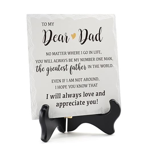 HOME SMILE Father's Day Gifts for Dad from Daughter Meaningful-Dad Birthday Gifts,Father Daughter Gifts for Wedding Thanksgiving, Christmas-6"×6" Ceramic Plaque-Happy Fathers day Best Dad Ever