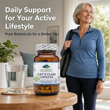 Pure Mountain Botanicals Cats Claw Capsules - 90 Kosher Vegan Caps with 1000mg Peruvian Cats Claw Uncaria Tomentosa Herbal Supplement