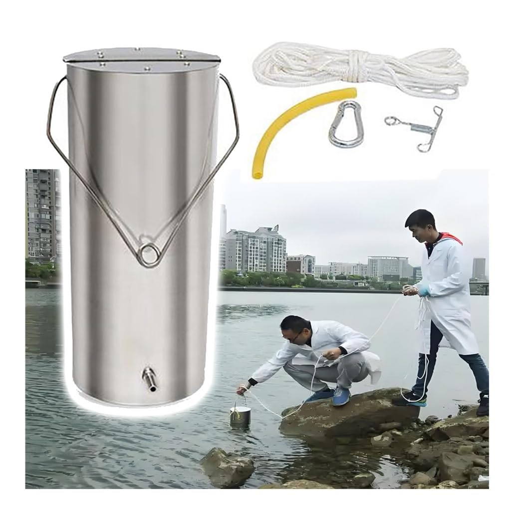 Muestreador de agua de 0,5 a 5 L con cucharón oscilante, sistema de muestreo de agua con cucharón de acero inoxidable 304 de gran espesor, vaso de precipitados(5L-16x32cm)
