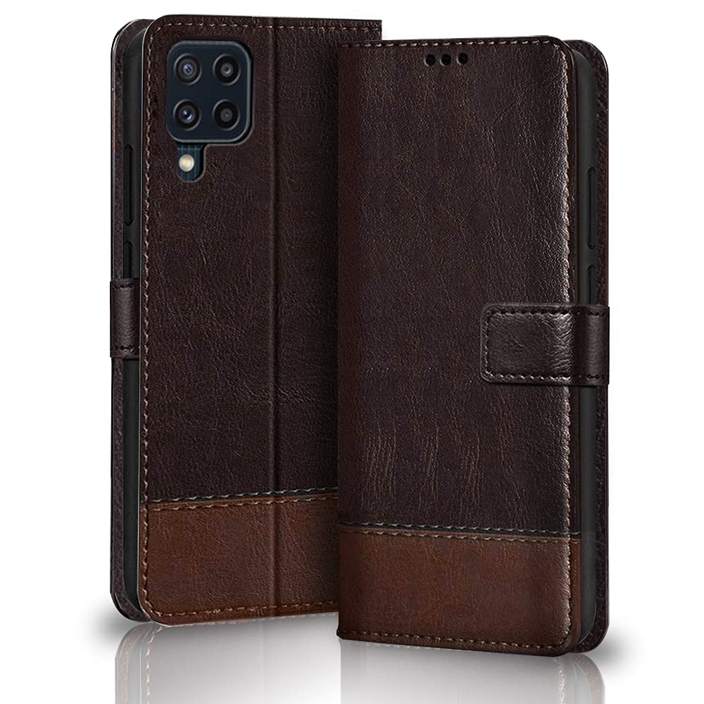TheGiftKart Dual-Color Leather Finish Flip Back Cover for Samsung Galaxy A22 4G | Inside Pockets & Inbuilt Stand | Wallet Style | Magnet Closure Samsung A22 4G Flip Case (Coffee & Brown) (B0983VHW66) Amazon Price History, Amazon Price Tracker