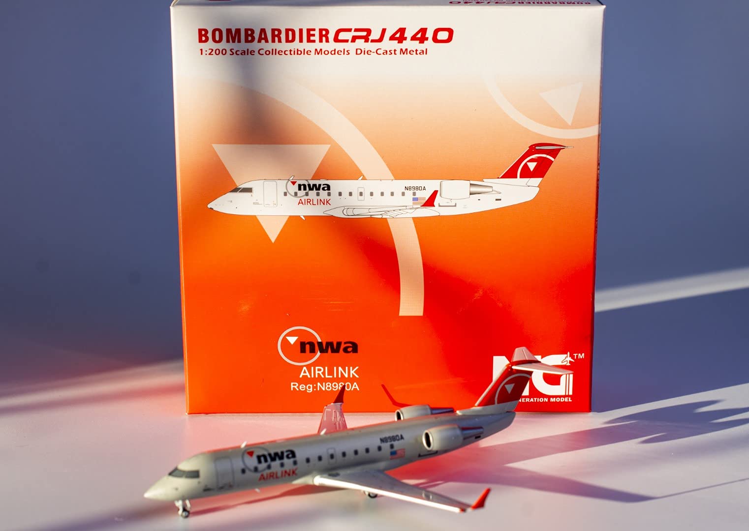 NG Model NGM44002 1:200 NWA AirLink CRJ-440 Reg #N8980A (pre-Painted/pre-Built)