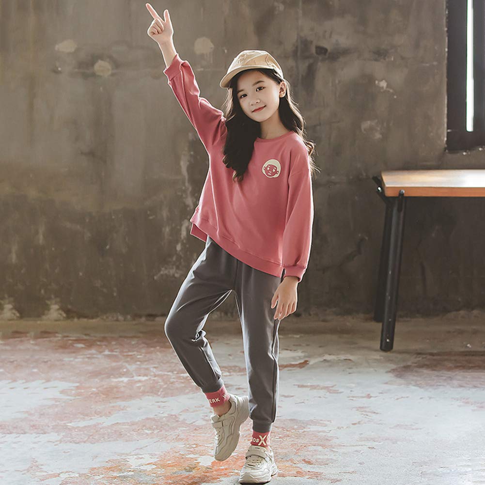 Chándal para niña y niños, 2 unidades de ropa deportiva, monocolor, primavera, informal, chándal, rojo, 152 cm