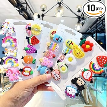 Huney Bee tic tac Hair Clips for Girls Set of 10 PCS Pieces Multi Unicorn Ice Cream Hair Clip Set Baby Hairpins Kids Girls Toddler Hair Accessories Cute Animal Characters Hair Clips Set Baby Hair pins for Kids Girls Hair Accessories.