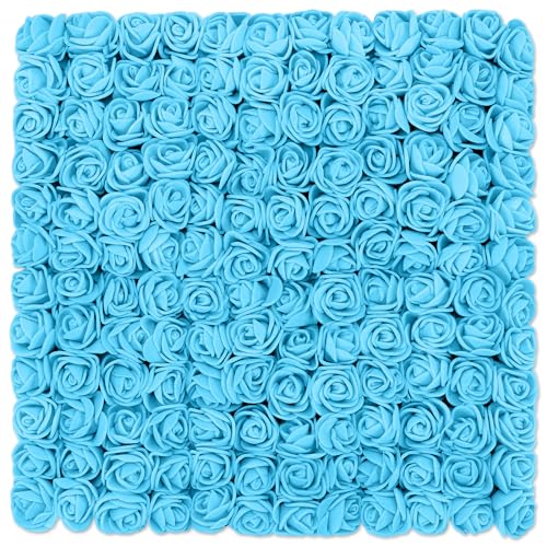 MWOOT 144 Pieces Bleu Clair Fleurs Artificielles, Mini Rose en Mousse, Petite Fausse Rose pour DIY...
