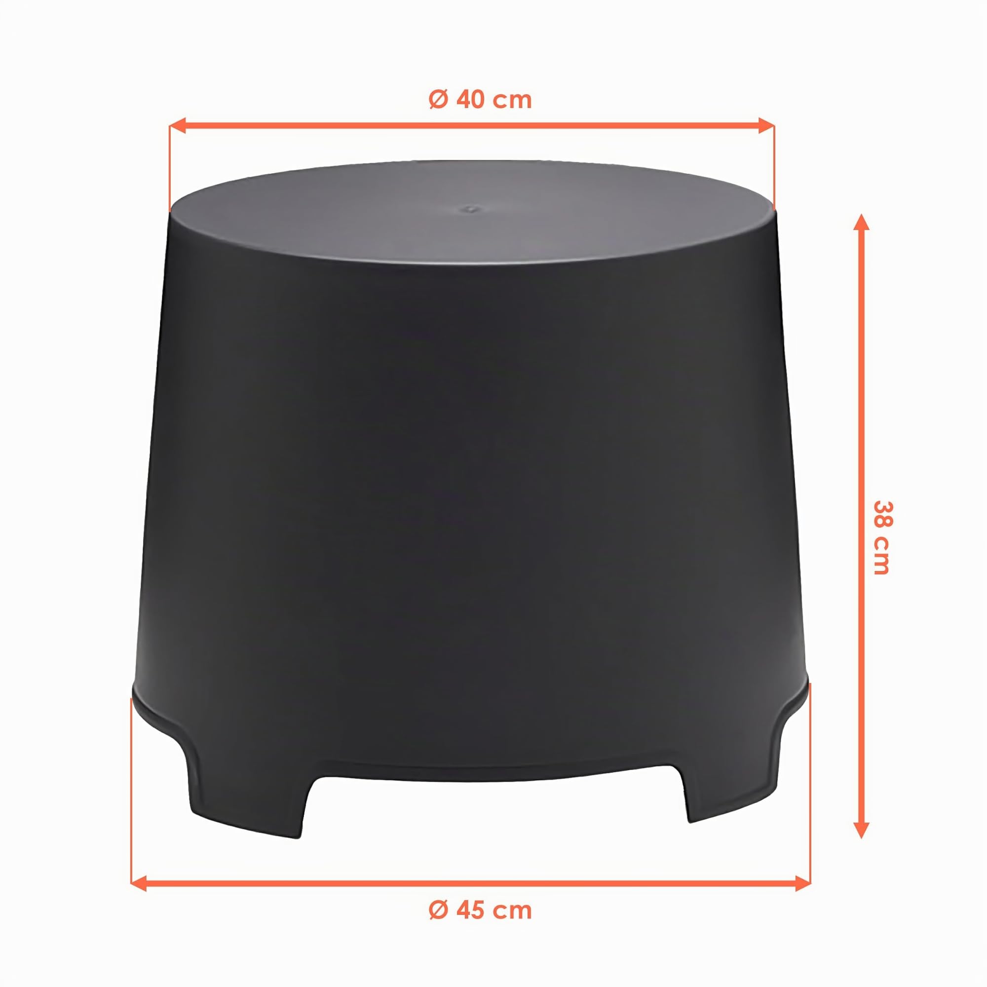 Table d'appoint ronde en plastique anthracite - 46 x 40 cm - Table basse de jardin empilable - Spetebo