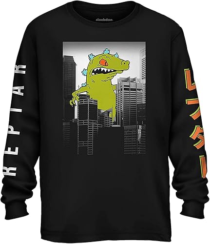 Nickelodeon Camisa de manga larga para hombre - #TBT Ropa para hombre de los años 90 - Rugrats, Hey Arnold, Ren y Stimpy