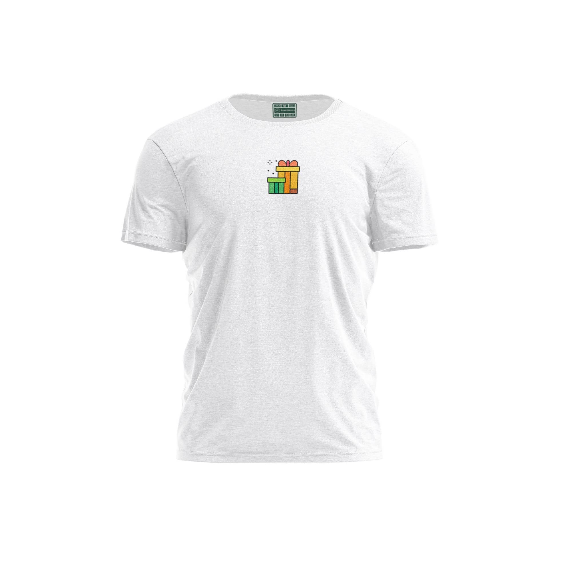 Bona Basics, Digitally Printed, Men's Basic T-Shirt,%100 Cotton, White, Casual, Men's Tops, Size: S