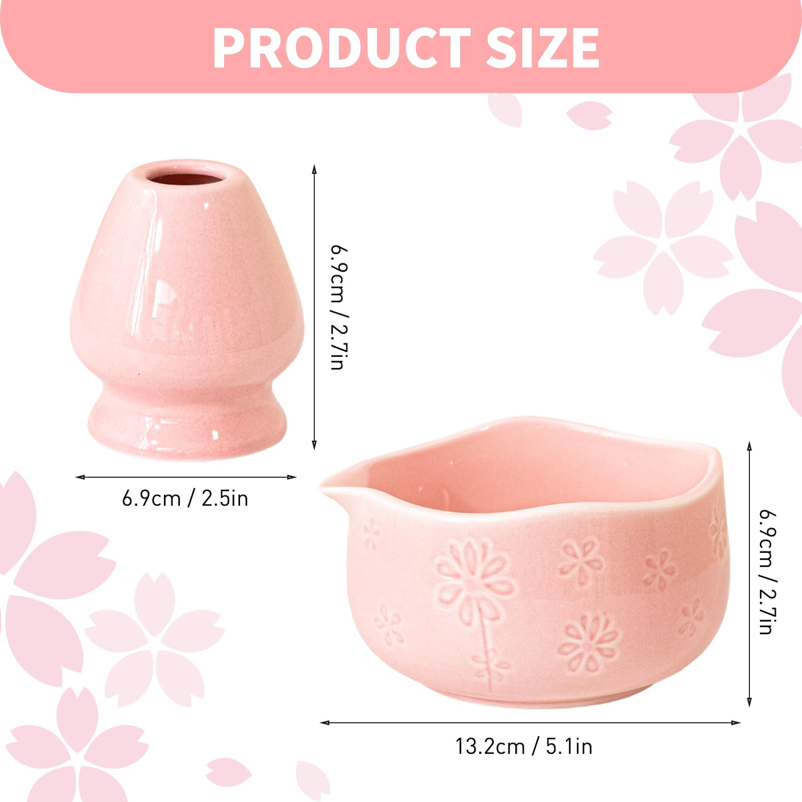 Ceramiczna miska Matcha, ESYFOR 2 szt. Matcha Chawan Miska do herbaty z tradycyjną japońską dyszą do nalewania Miska dla początkujących miłośników DIY
