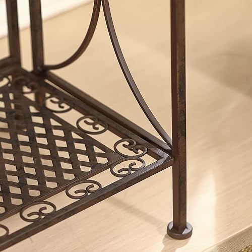 Miniatura 8 de Estante de metal de cuatro niveles de bronce antiguo, estantes de libros de pie para cocina, patio, porche, comedor, sala de estar, 27 x 14 x 65