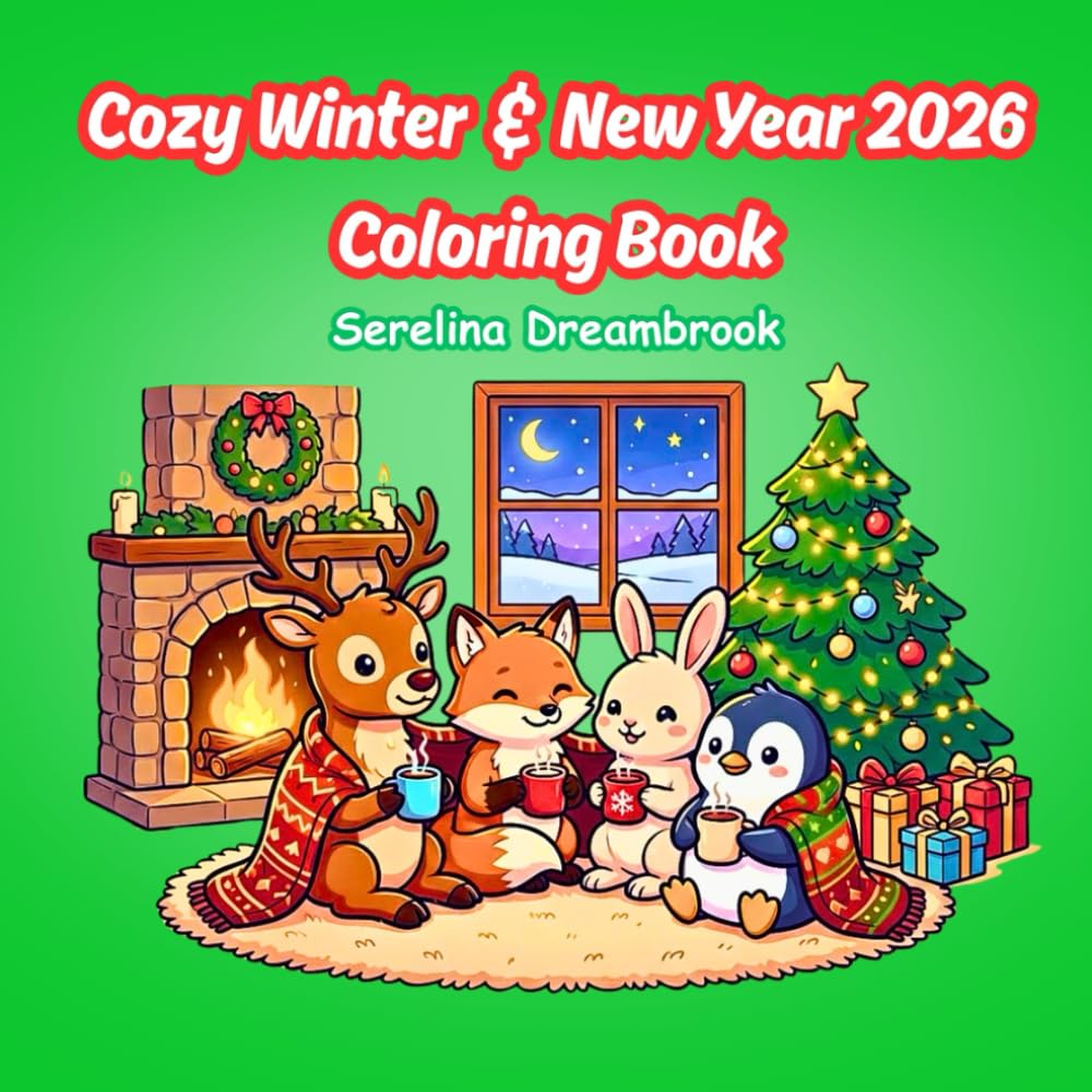 Cozy Winter & New Year 2026 Coloring Book: Bold Lines and Simple Designs for Relaxation, Stress Relief, and Celebrating the Year of the Horse