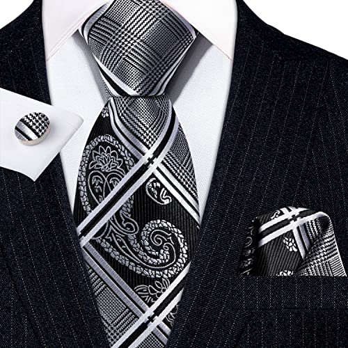 Barry.wang Formal Ties Black Grey Neckties For Men Set Paisley Style #TOP3
