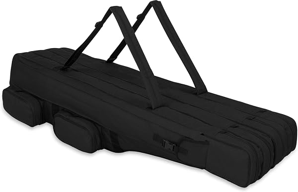 normani Rutentasche Rod Case Angelkoffer Futteral mit 2, 3 oder 4 Ruten-Fächern, Verschiedene Längen wählbar - stark wasserabweisender Fishing Rucksack Schwarz 4 Innenfächer 170 cm - 4