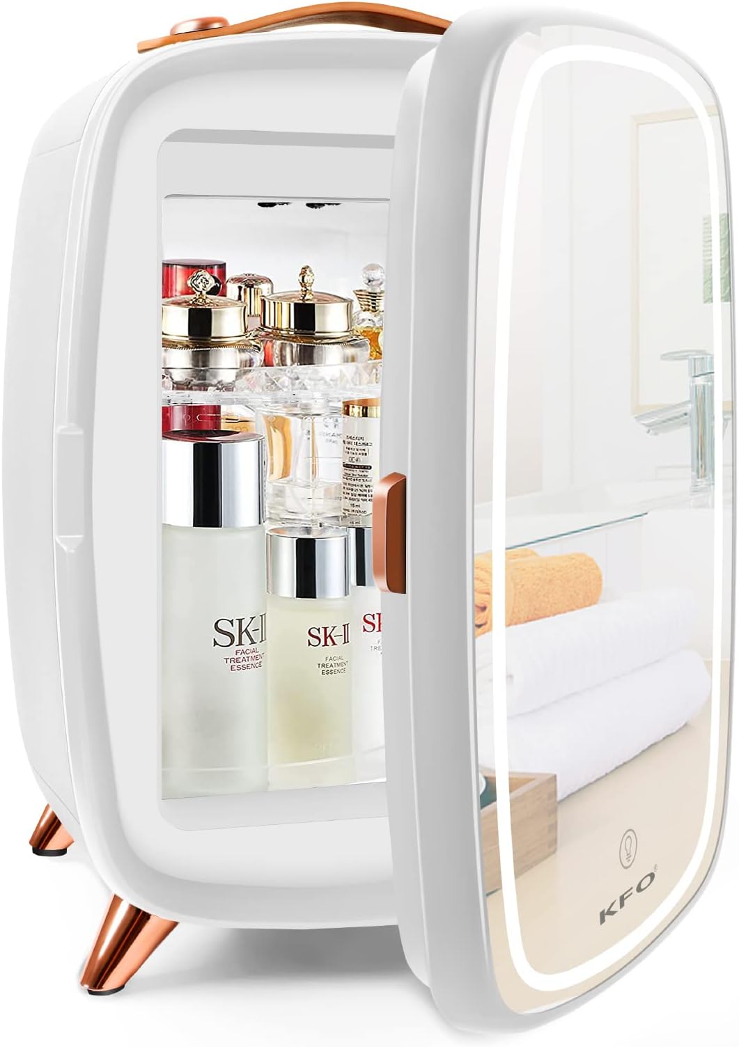 KFO Portable Mirrored Beauty Fridge With LED Lighting,6 Liter Portable