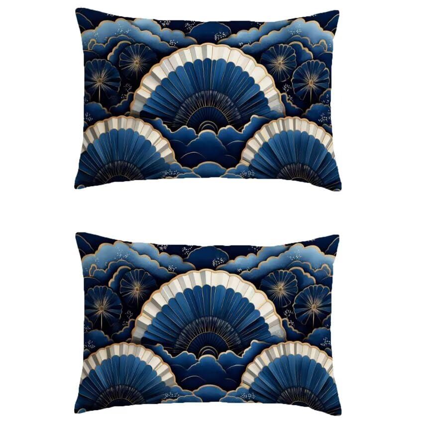 Taie oreiller de salon de jardin extérieur imperméable bleue 60x90cm