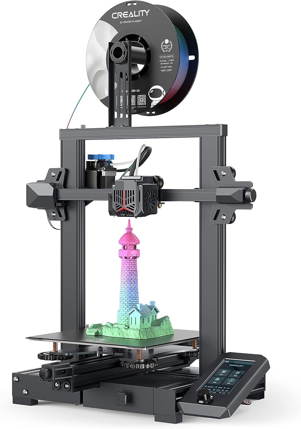 Official Creality Ender-3 V2 Neo 3D Printer Full-metal Bowden Extruder CR Touch Model Preview with New UI PC Spring Steel Magnetic Build Plate Resume Printing Function Silent Motherboard 220*220*250mm