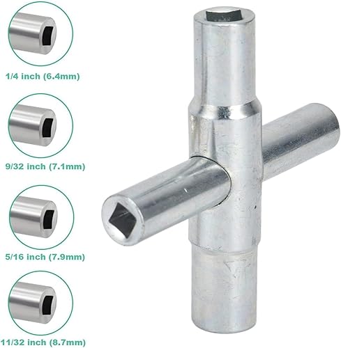 Miniatura 8 de Cyrank Juego de llaves Sillcock de 2 piezas, juego de llaves Sillcock de 4 vías, llave de agua multifuncional, herramienta de reparación