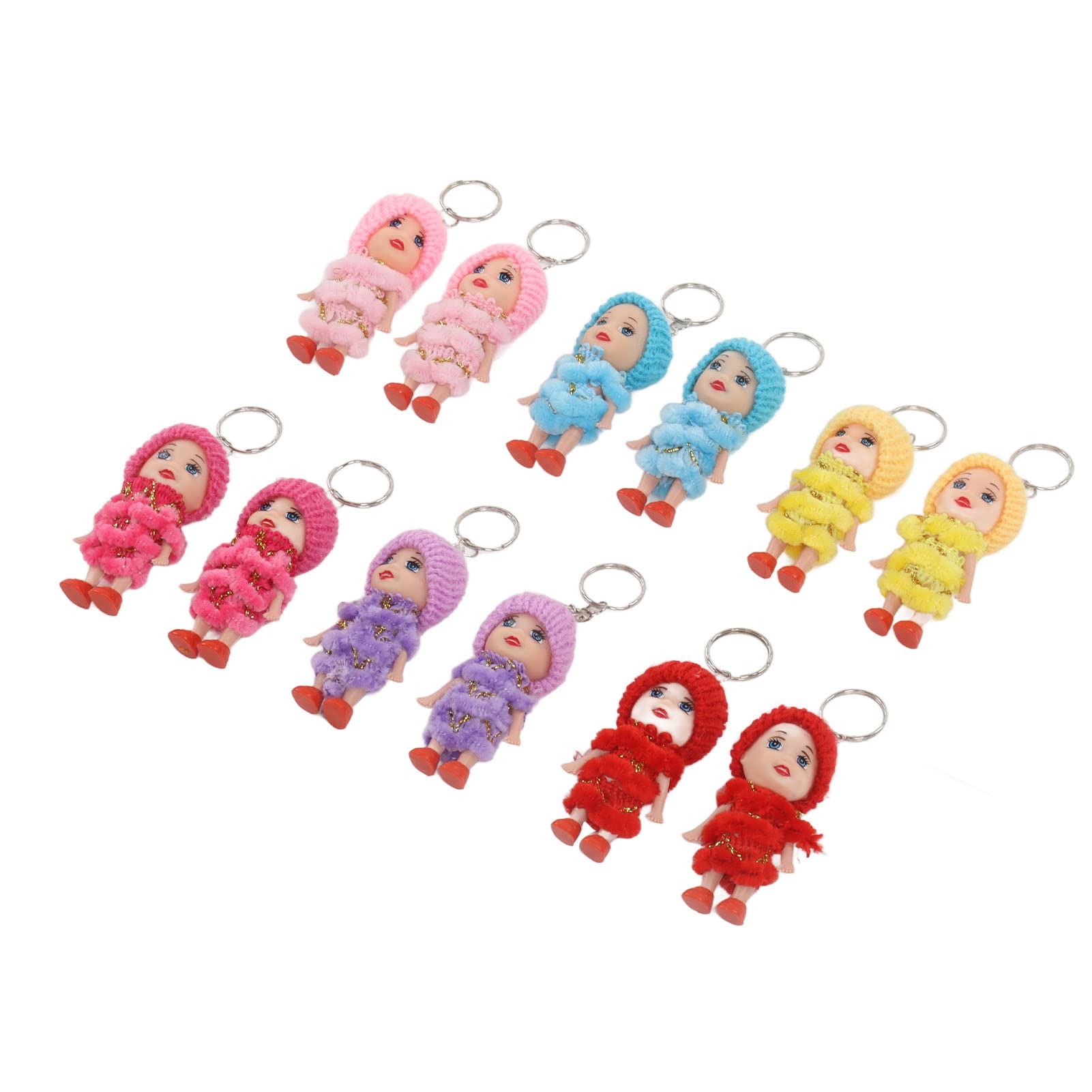 outdoorm 12 Pcs Mini Doll Keychain Lovely Tiny Dolls Keychain