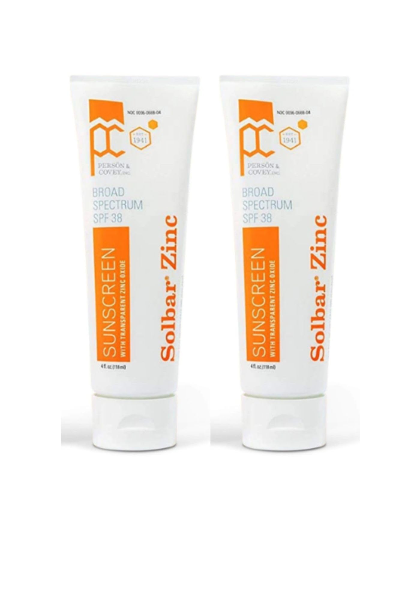 Solbar Zinc Sun Protection Cream SPF 38 4 oz (Pack of 2)