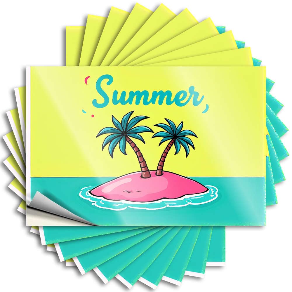Funny, Lettering Sticker Cover A Small Island with Two Palm Trees in The Middle of The Ocean. | Autumn Necessities(8X12CM)