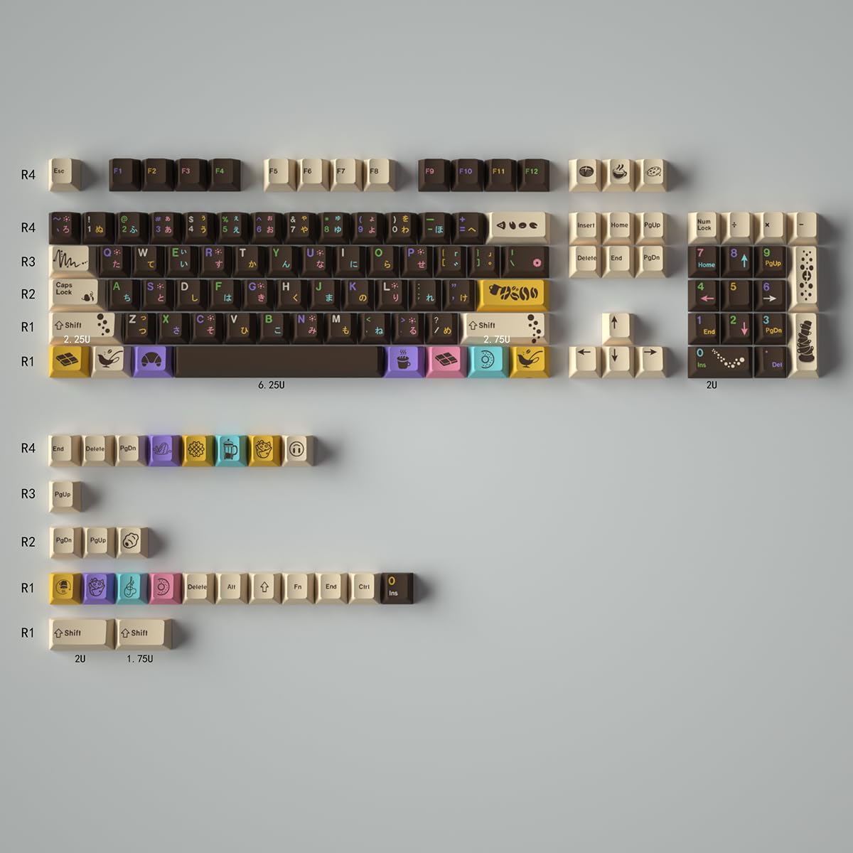 Amazon.co.jp: Mintcap PBT 日本茶色キーキャップセット 129キー