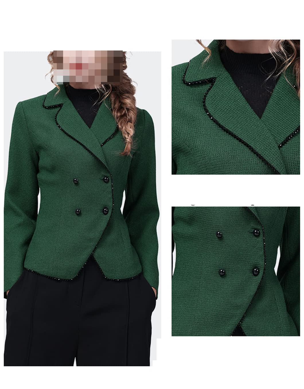 Disimlarl Damska smukła krótka kurtka elegancki garnitur kołnierz dwurzędowy codzienny blezer do biura, GN, 4XL