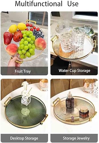Miniatura 2 de Bandeja de tocador de acrílico con asas doradas, bandeja decorativa para servir platos de velas Comestic para joyas, encimera de tocador,