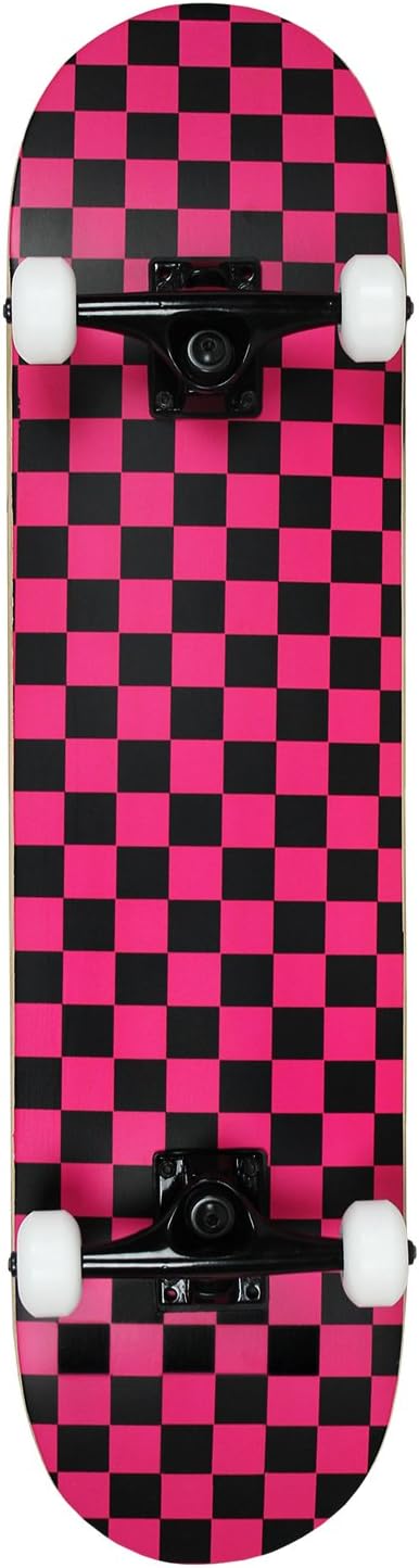 Krown Rookie Checker Skateboard - Pro Style Quality - Maple 7-Ply Deck, Aluminum Trucks, Urethane Wheels, Precision Bearings - The Perfect Beginners First Board