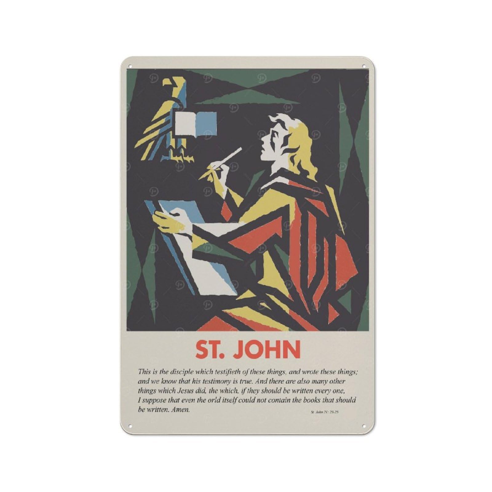 Junmoney St John Cafe Style Metal Wall Decor 30X20cm, Vintage Metal Sign For Takeaway, Bar, Kitchen Or Counter Area