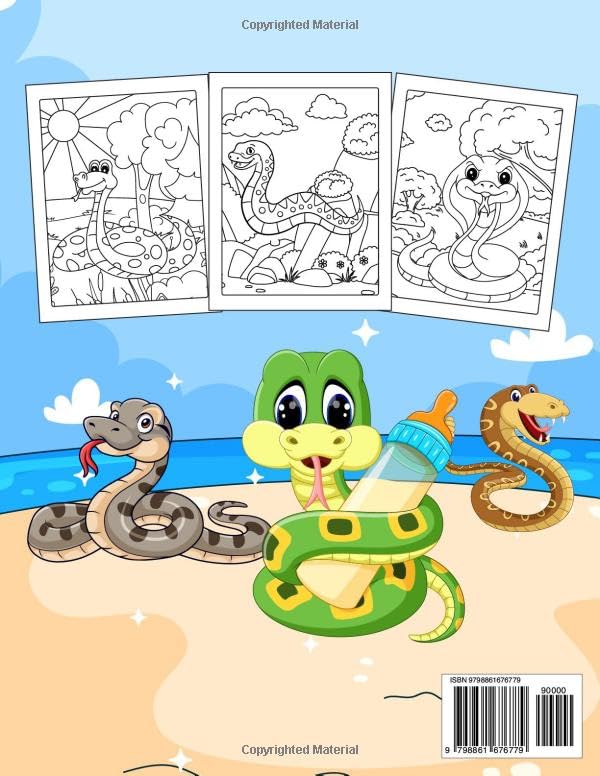Snake coloring book for kids: Cute and funny reptilesnake Coloring pages with python viper cobra and much more ages 4-8 - Image 2