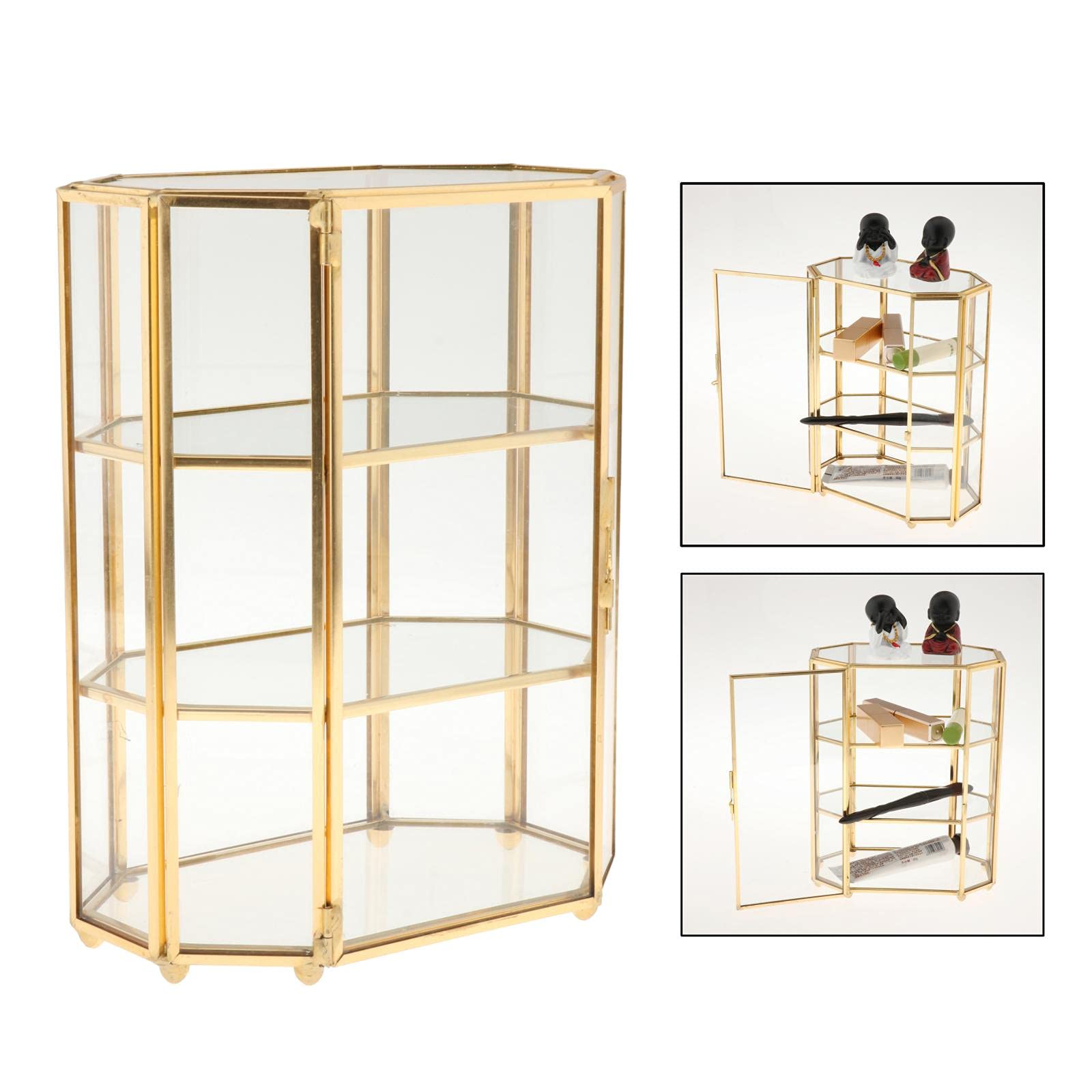 Scatola di gioielli a 3 livelli in vetro organizer per gioielli multifunzione espositore per decorazioni da tavolo