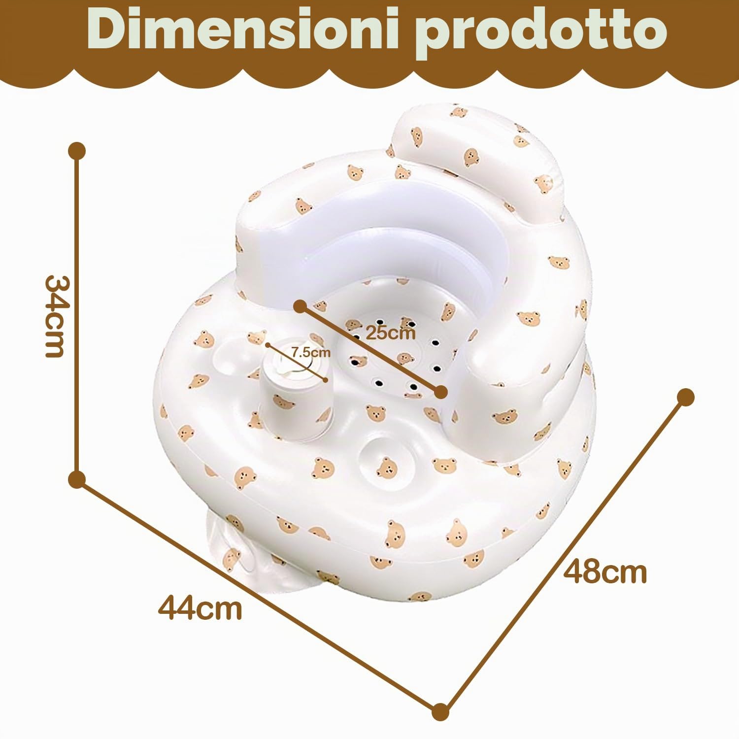 Seggiolino Gonfiabile per Bambini, Sedile da Bagno Gonfiabile per Bambini, Seggiolone gonfiabile portatile da pavimento, Sedile da Allenamento per Bebè, Sedia per Baby Shower, per bambini da 3+ mesi