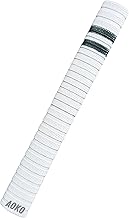AOKO Premium White Cricket Bat Grip with Black Line | Ultra Tacky Rubber Handle Grip for Better Control and Comfort – Pack of 1