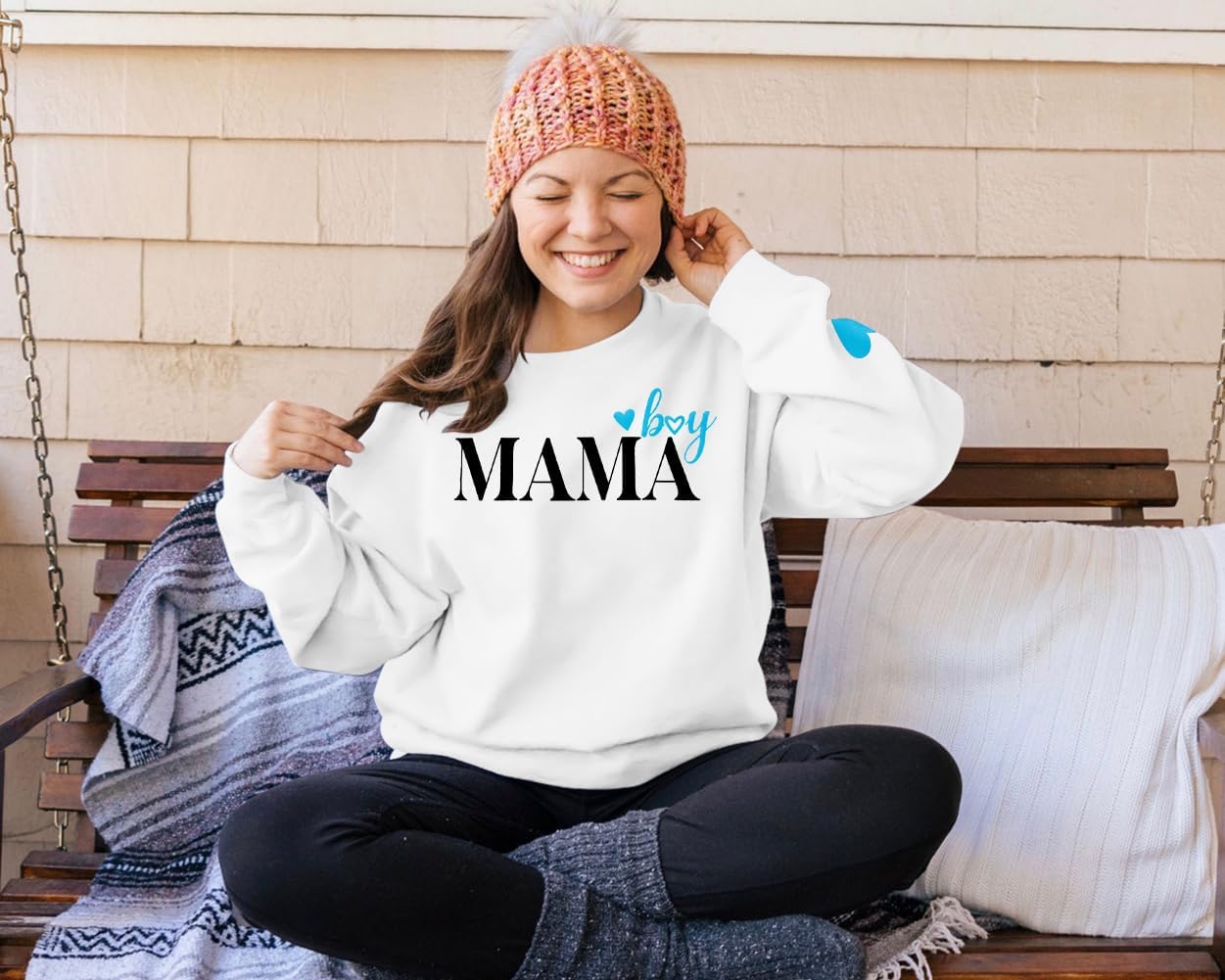 MYHALF Women Mama Oversized Crewneck Sweatshirt: Momma Embroidered Shirt Funny Mom Letter Print Long Sleeve Pullover Tops - Image 7