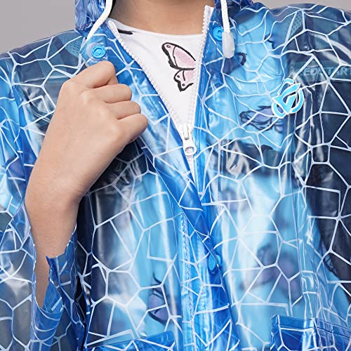 VARSHA Rainwear Kids Hooded Raincoat Waterproof  Design [Blue, 45