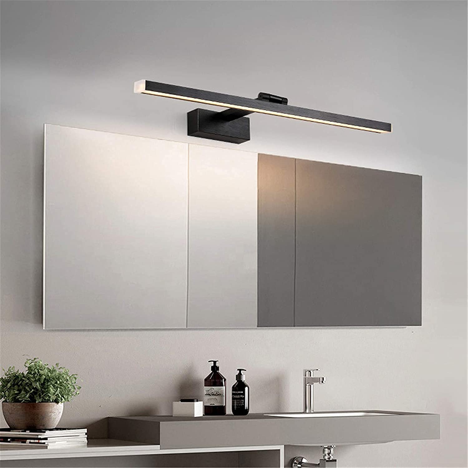 Lámpara de Espejo de baño Regulable con 3000 Luces LED para Armario, lámpara de Pared para Inodoro, Resistente al Agua, de Acero Inoxidable, luz Frontal para es(Plata 60cm)