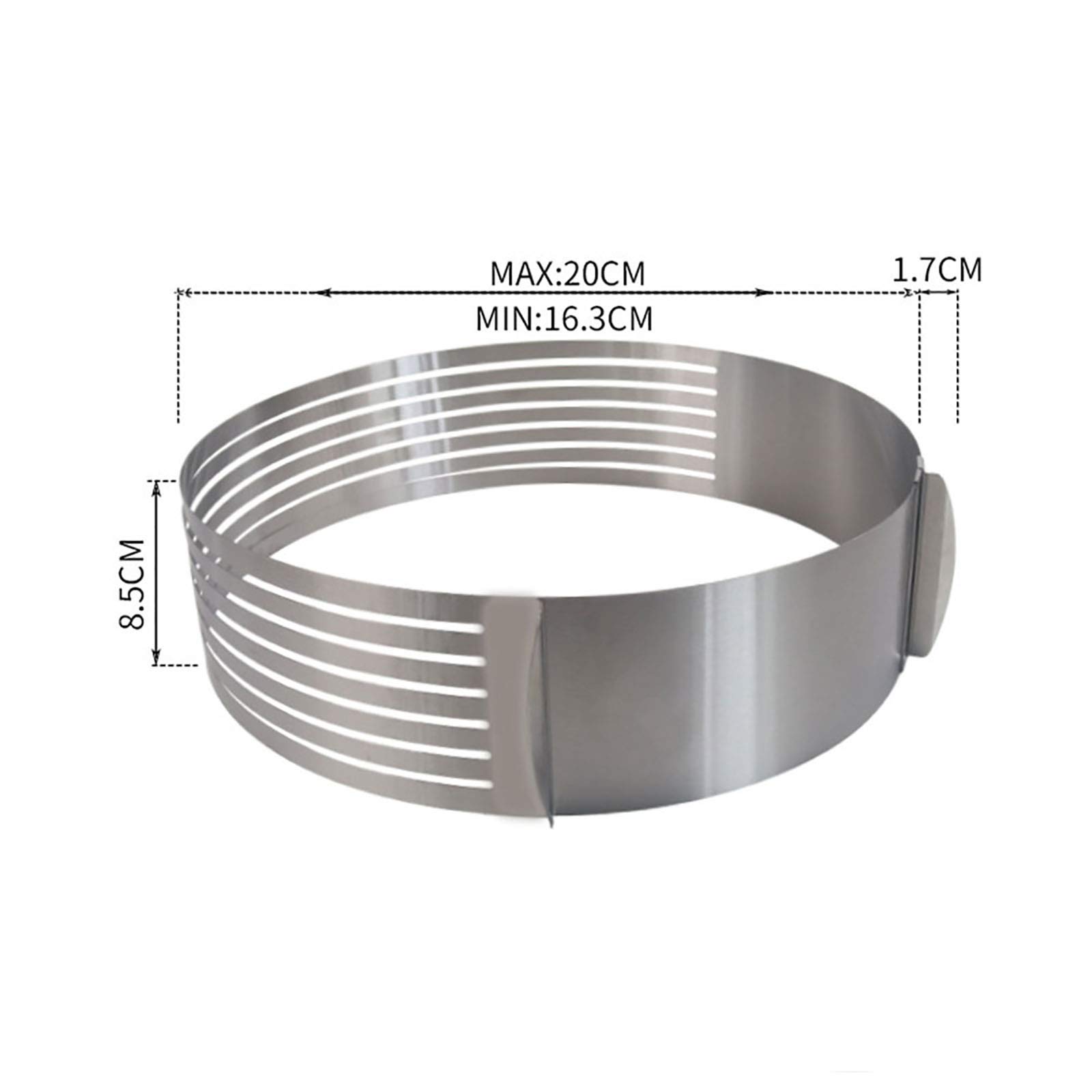 Anello per affettare torte in argento 16-20 cm regolabile a strati livellatore in acciaio inox rotondo cerchio taglierina biscotti stampo per pane strato mousse strumento di cottura