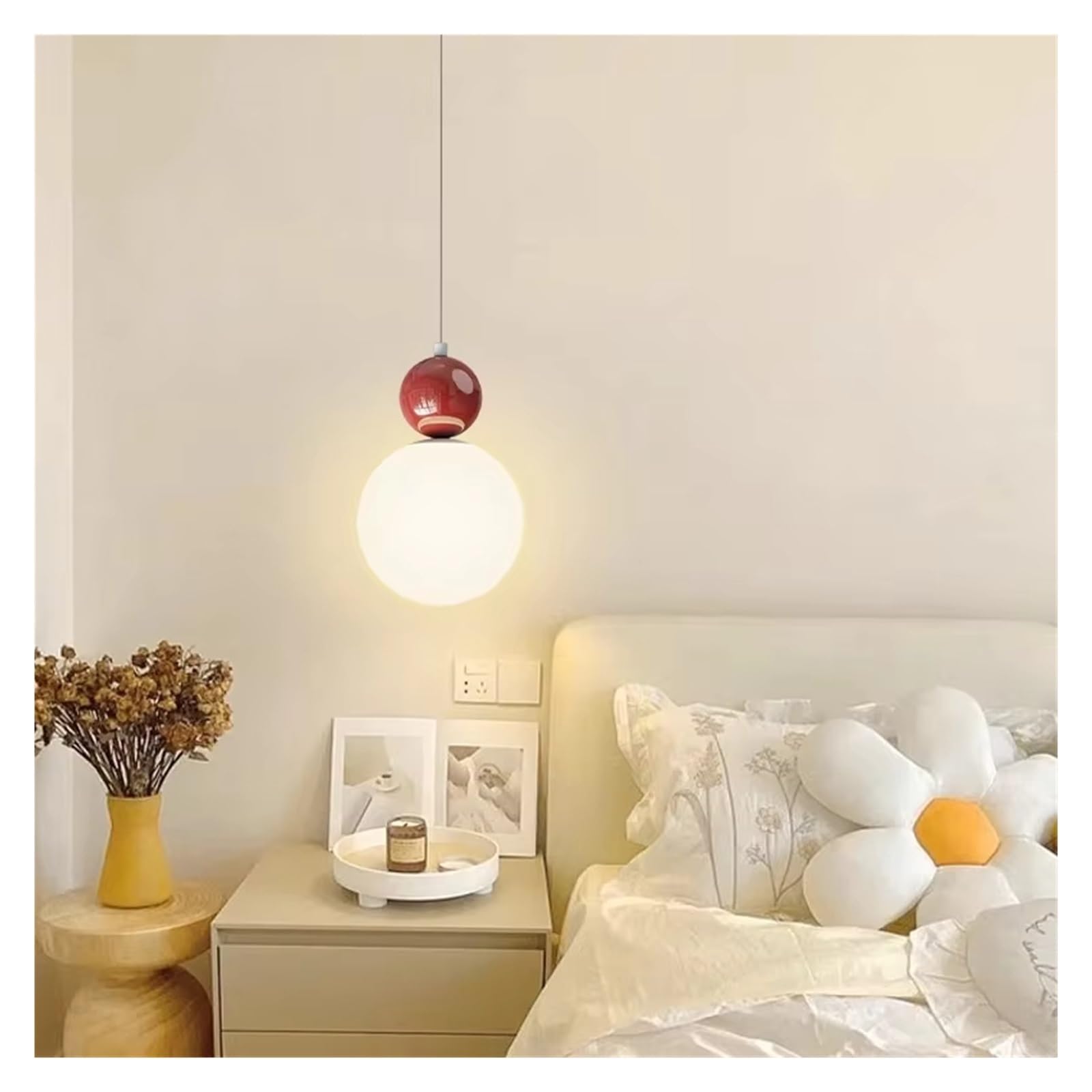 WAQIDCXBOA Nordic Cream Wind Pendant Lights Dining Room Chandelier Bedroom Bedside Light Kitchen Island Home Decor Creative LED Hanging