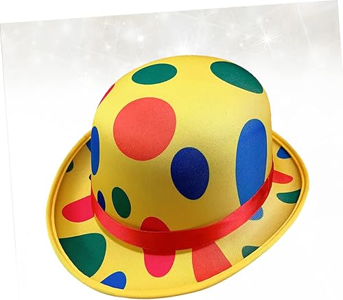 Miniatura 6 de NOLITOY Disfraz de payaso para fiesta de carnaval, cosplay, circo, ropa vintage, sombreros de fieltro, sombrero de payaso, gorra amarilla, trajes