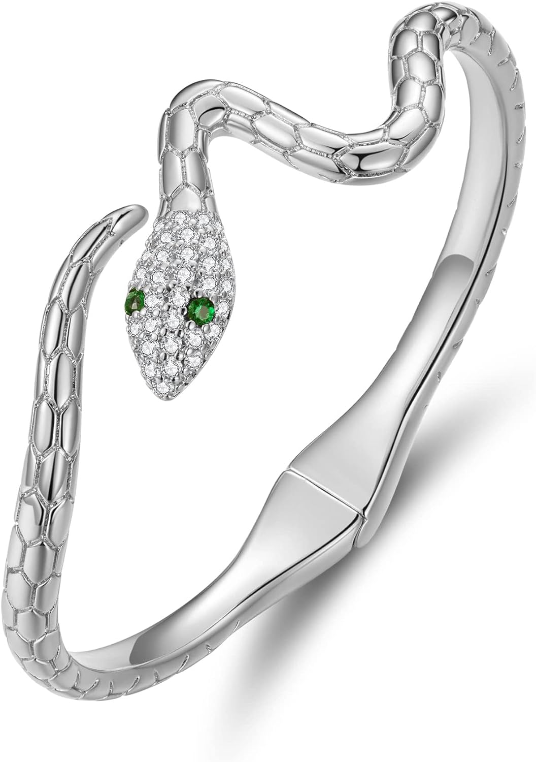 BISAER Gold Snake Cuff Bracelets for Women, 14K Gold Plated Trendy AAAAA Cubic Zirconia Chunky Adjustable Open Bangle Snake Jewelry Gifts