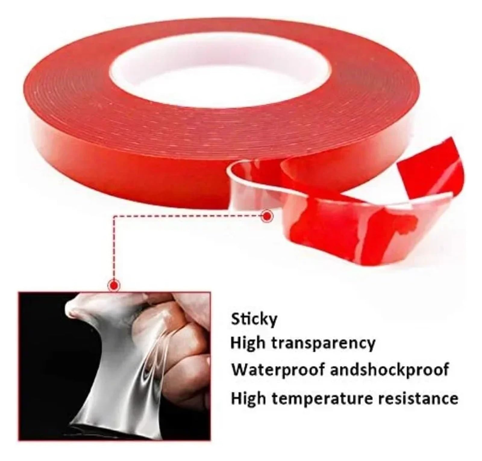 Nastro Biadesivo Trasparente Impermeabile Resistente Colla Rimovibile Senza Tracce Nastri Adesivi di Montaggio Adesivi for Auto(30Meters- (10rolls),15mm)