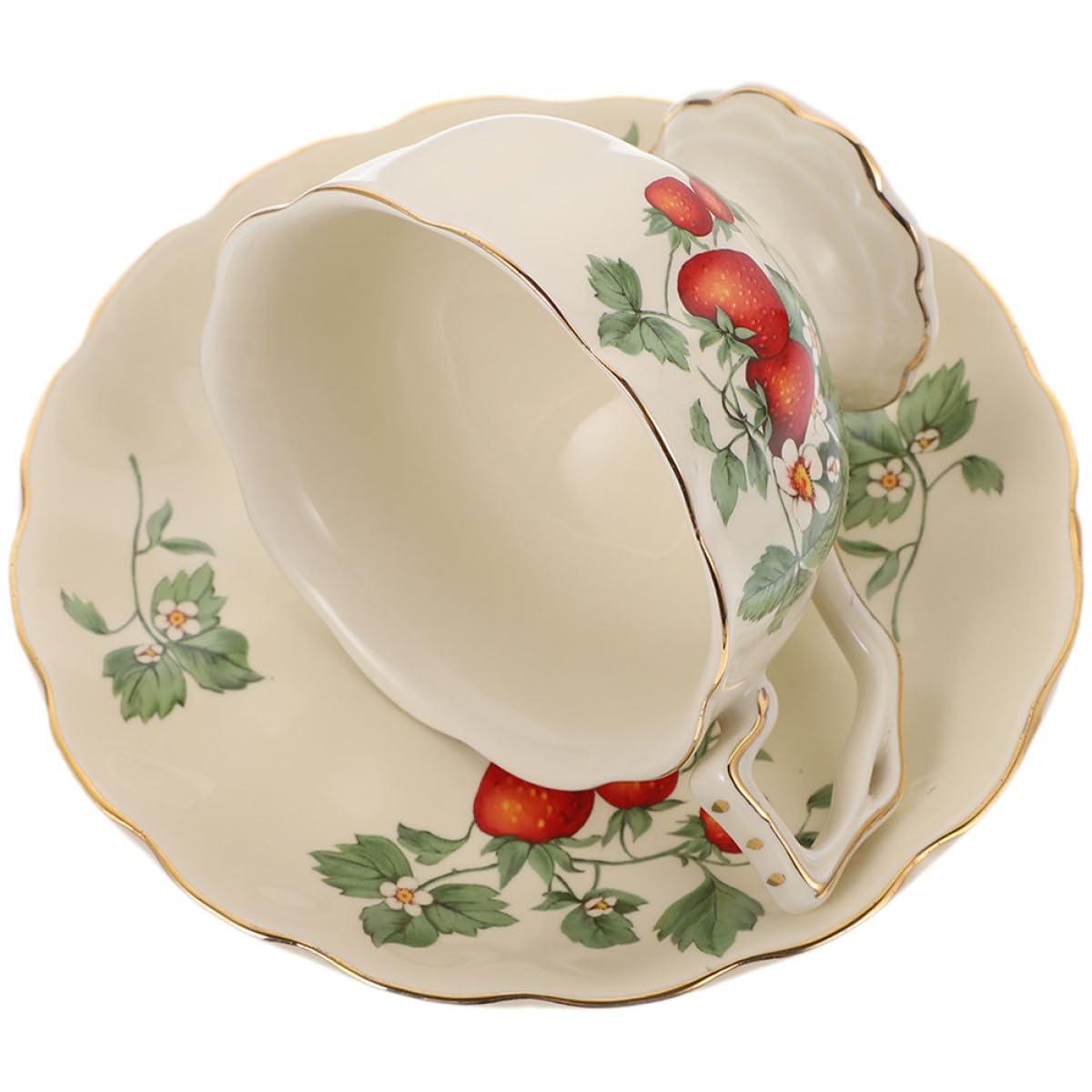 Keramik Kaffeetassen Satz mit Untertasse 1 Satz Retro Teetasse mit Großem Rand Glatte Oberfläche für Zuhause und Café