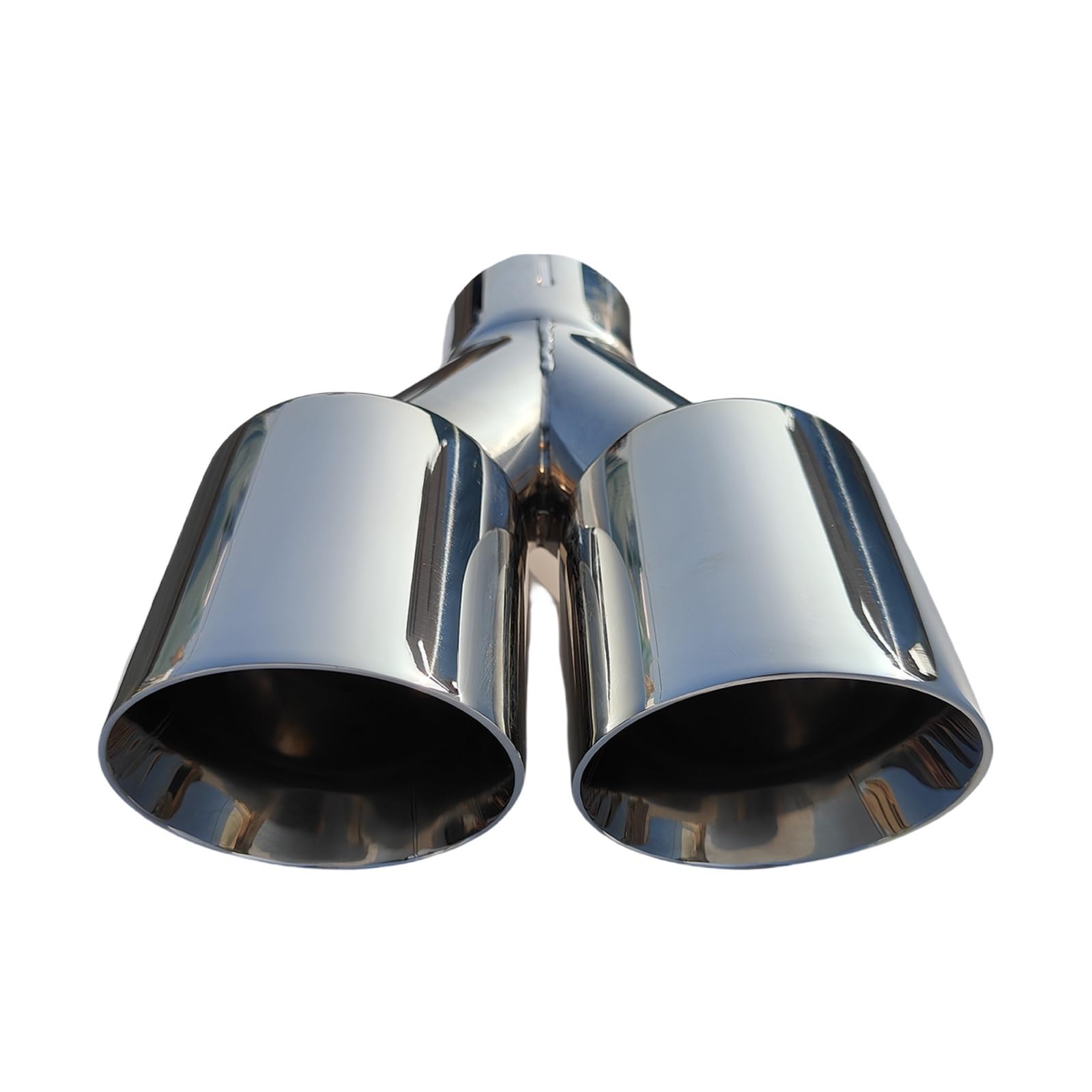 Car Silencer 1 szt. Uniwersalny samochód tłumik wydechowy ze stali nierdzewnej długość w kształcie litery Y podwójny skośny błyszczący końcówka tłumika wydechowego(76.2mm-89mm)