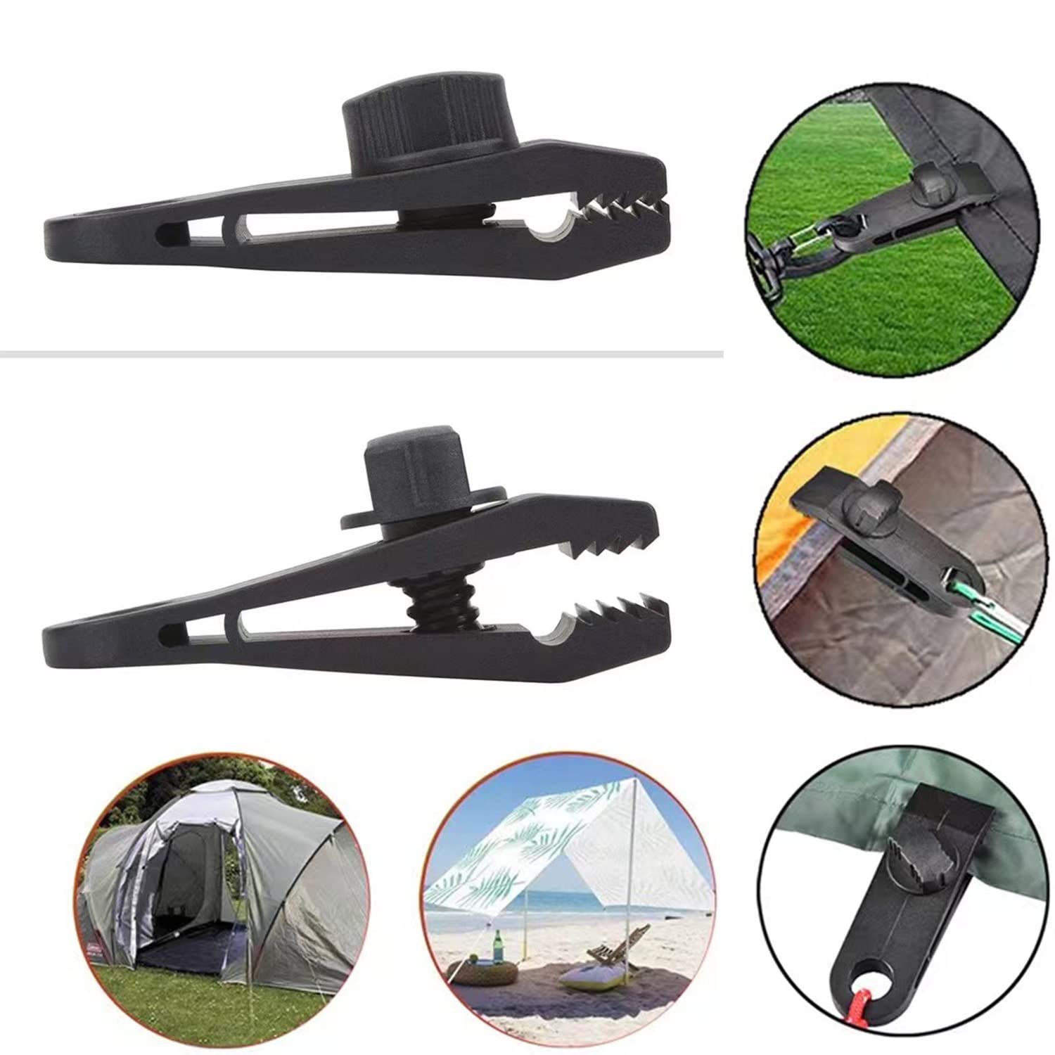 Qishing Tarp Clips, Shark Tent Fasteners Clips, Heavy Duty Lock Grip Clamps Withstand 60mph Strong Wind Fit for Awnings, Outdoor Camping, Caravan Canopies, Car Covers, Swimming Pool Covers (10 pcs)