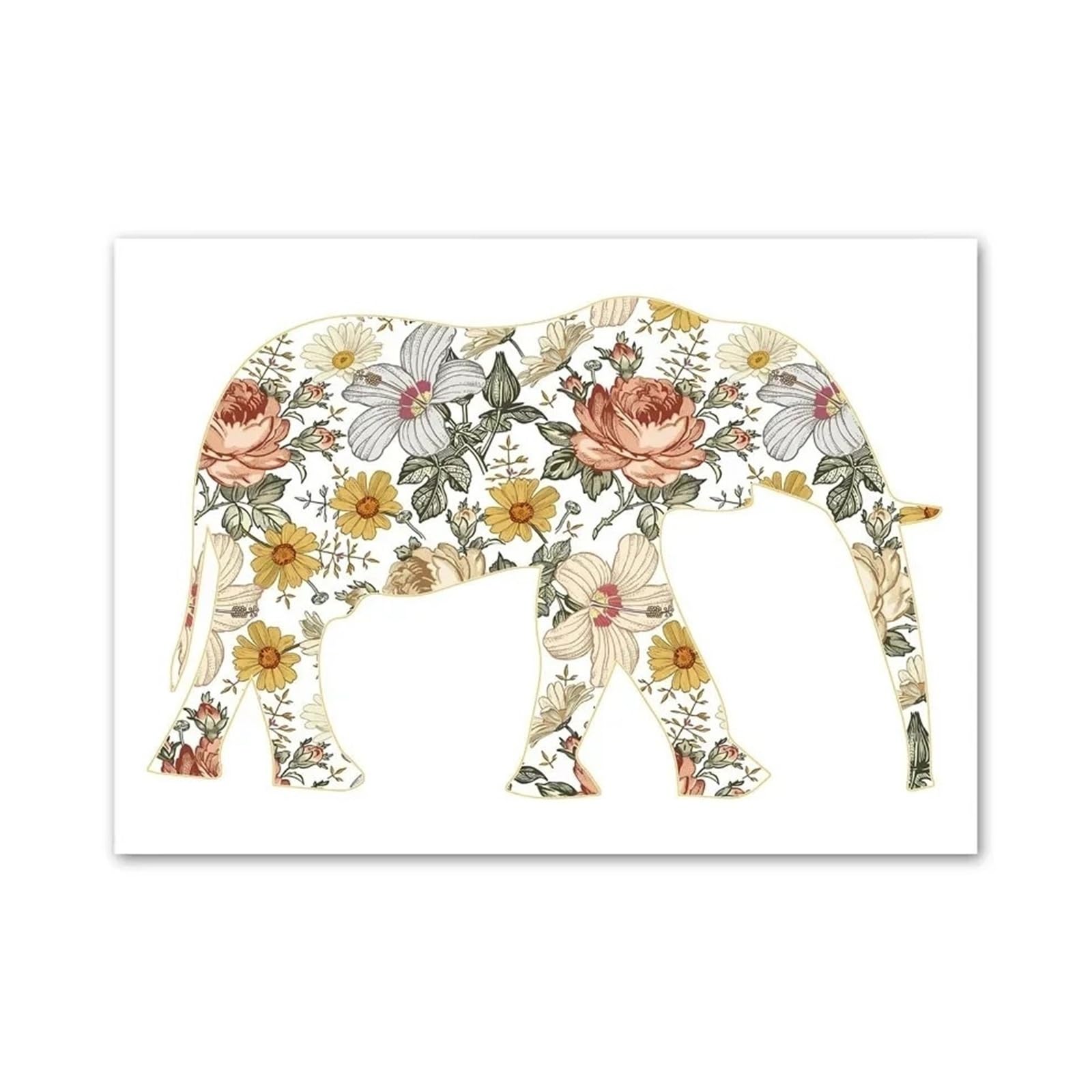 Xenite D Wall Art Canvas Prints Flowers Bear Squirrel Hedgehog Elephant Shapes Nordic Posters An Prints Wall Art Canvas Painting Wall Pictures Kids Room Ecor(,30X40cm)