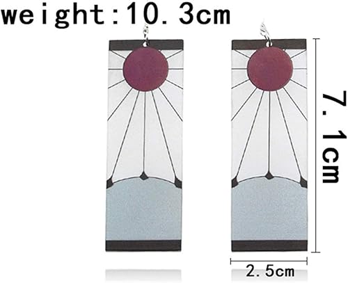 Miniatura 2 de JinYu Aretes Demon Slayer Kamado Tanjirou, anime japonés Demon Slayer Cosplay Prop Cartoon Acrylic