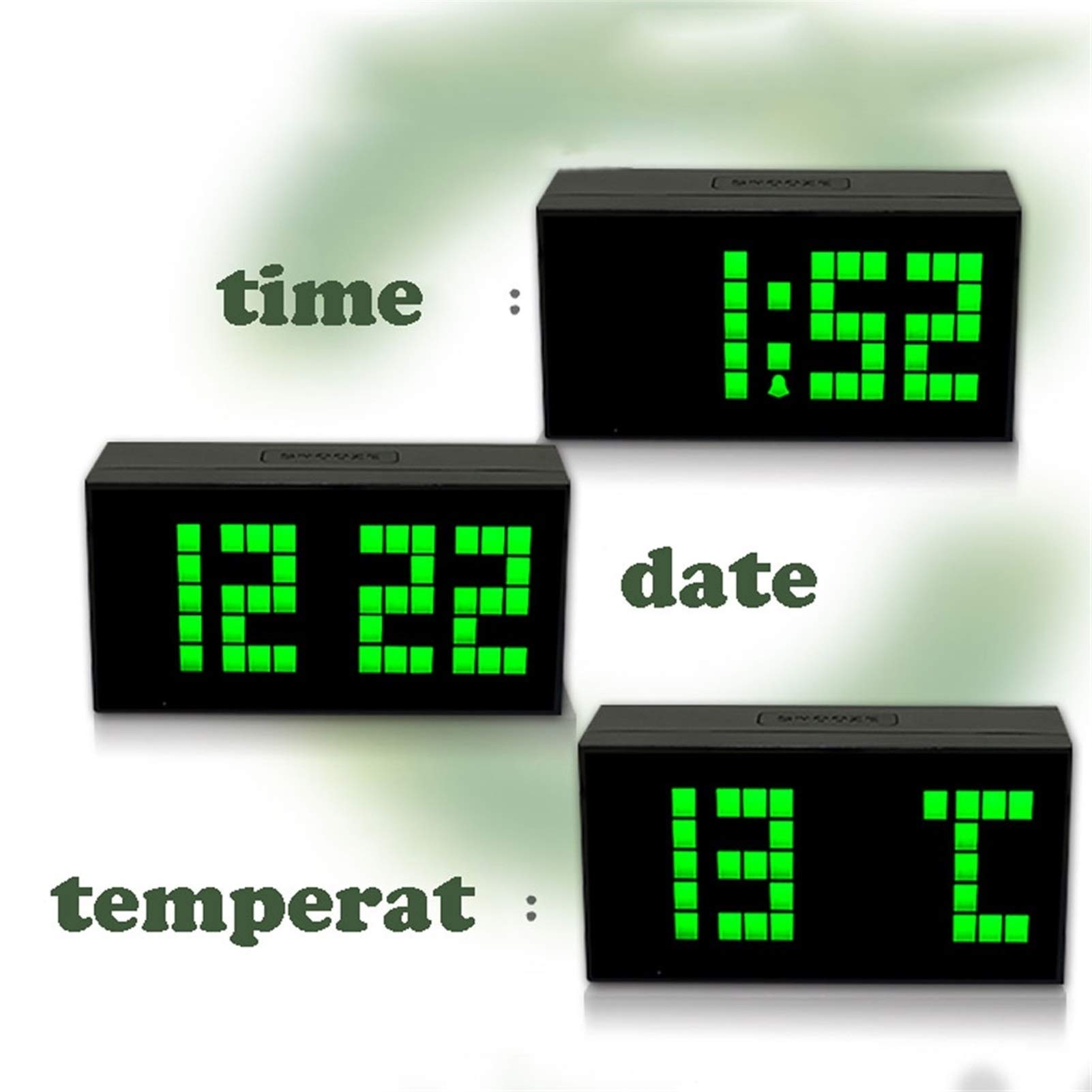 Multi-Color Mute Luminous Budzik Cyfrowy Zegar LED Termometr Timer Tabela Kalendarz Sypialnia Dekoracja Dekoracji Salon Room(A)