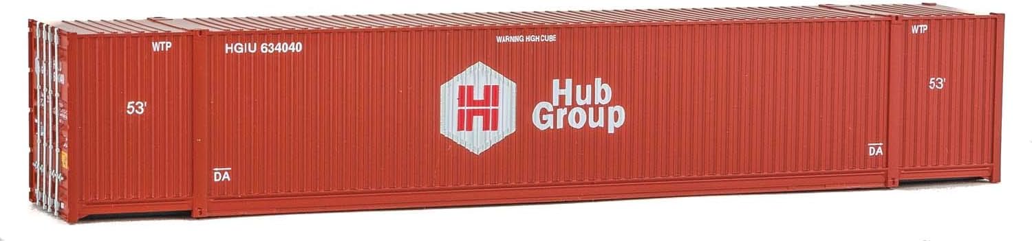 HO Scale Model of Hub Group (red, White) 53' Singamas Corrugated Side Container,949-8521