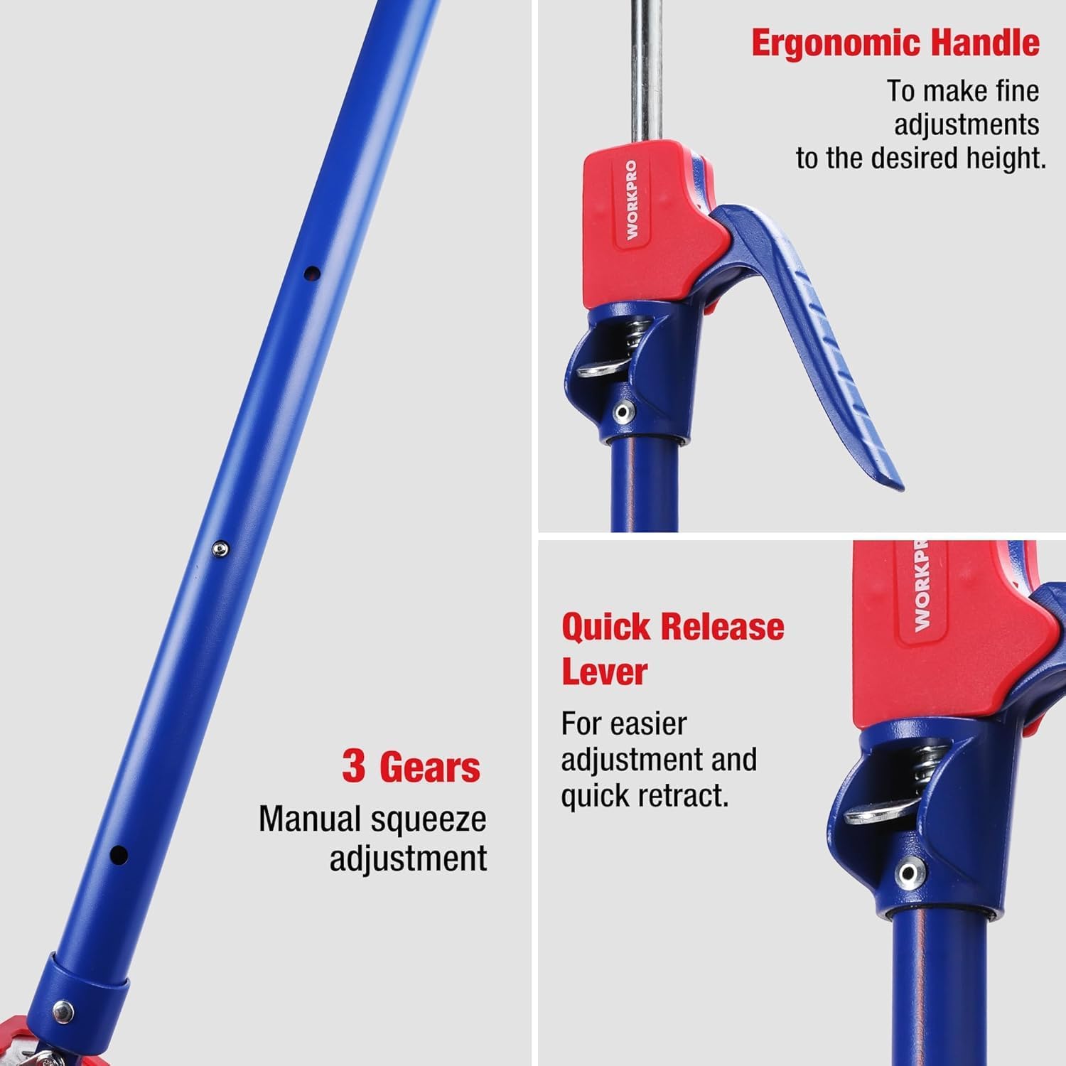 WORKPRO Cabinet Jack Support Pole, 23-5/8" to 45-1/4" Steel Telescopic Quick Support Rod Adjustable 3rd Hand Support System with 154 lbs Capacity for Cabinet Jack, Drywall Jack& Cargo Bars, 4-Pack