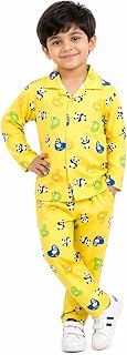 Rudra Unisex Premium Nightsuit Set, Co-ord Set, Yellow, Cute Panda & Duck Print, Long Sleeve Shirt and Pyjama, Boys Girls ... Price In India